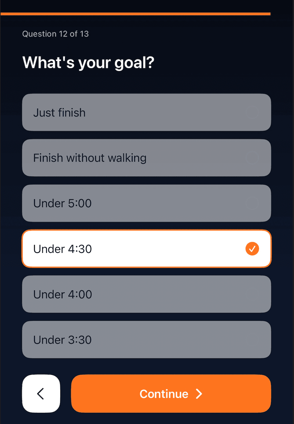 Onboarding questions on iPhone