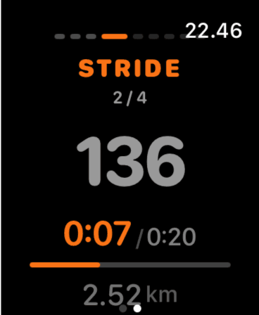 Apple Watch showing live running workout with HR zones
